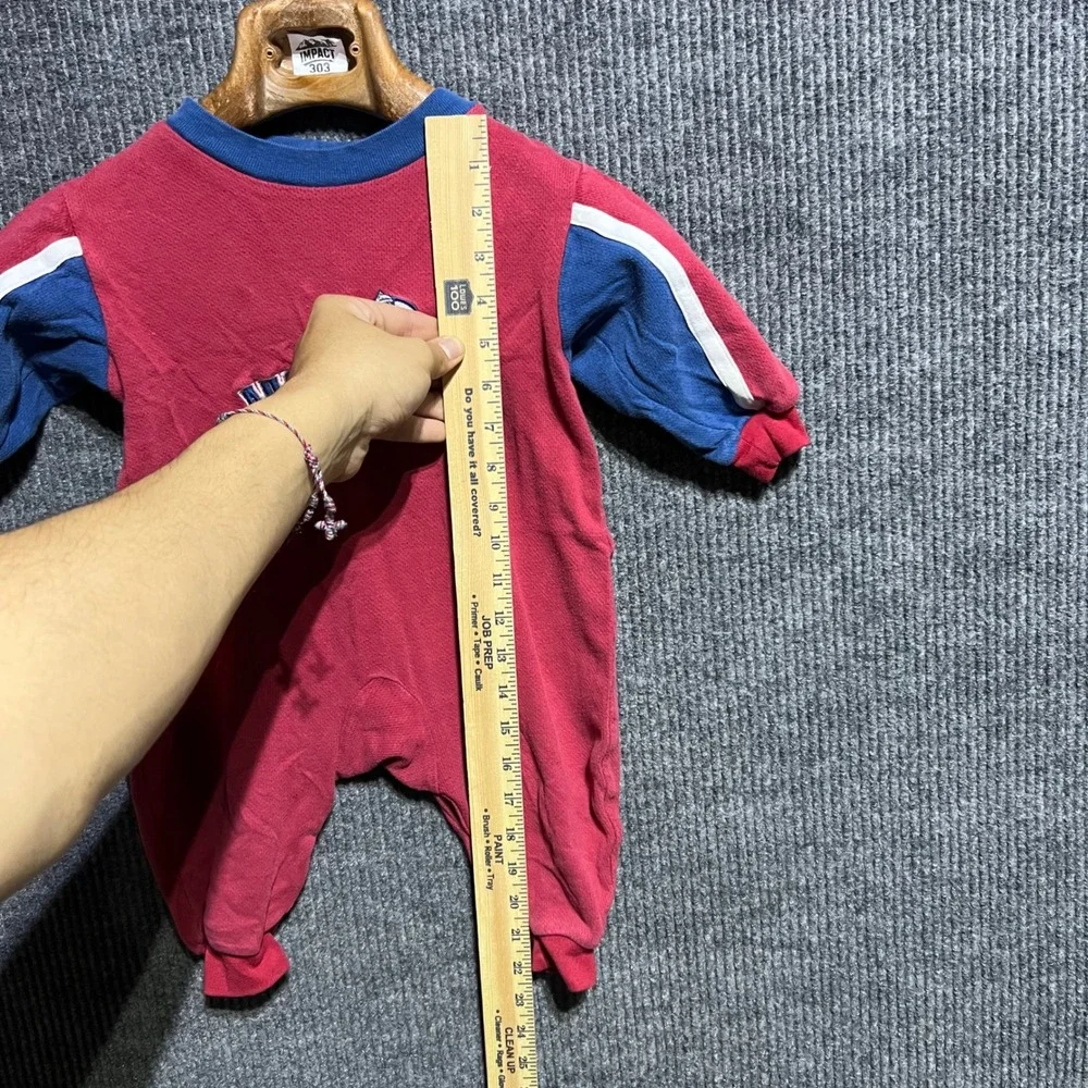 Vintage NHL Colorado Avalanche Romper Kids 18M Red Blue Hockey Embroidered Logo
